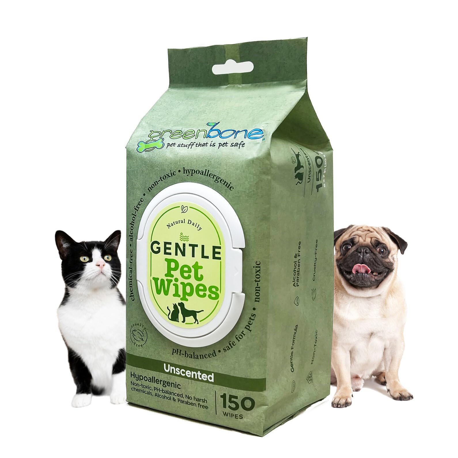 Greenbone Hypoallergenic Pet Wipes 150 Count