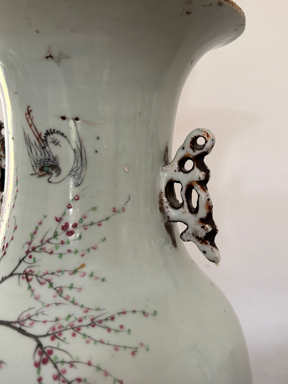Miniature : Ancien vase polychrome monté en lampe porcelaine Chine fin du XIX eme