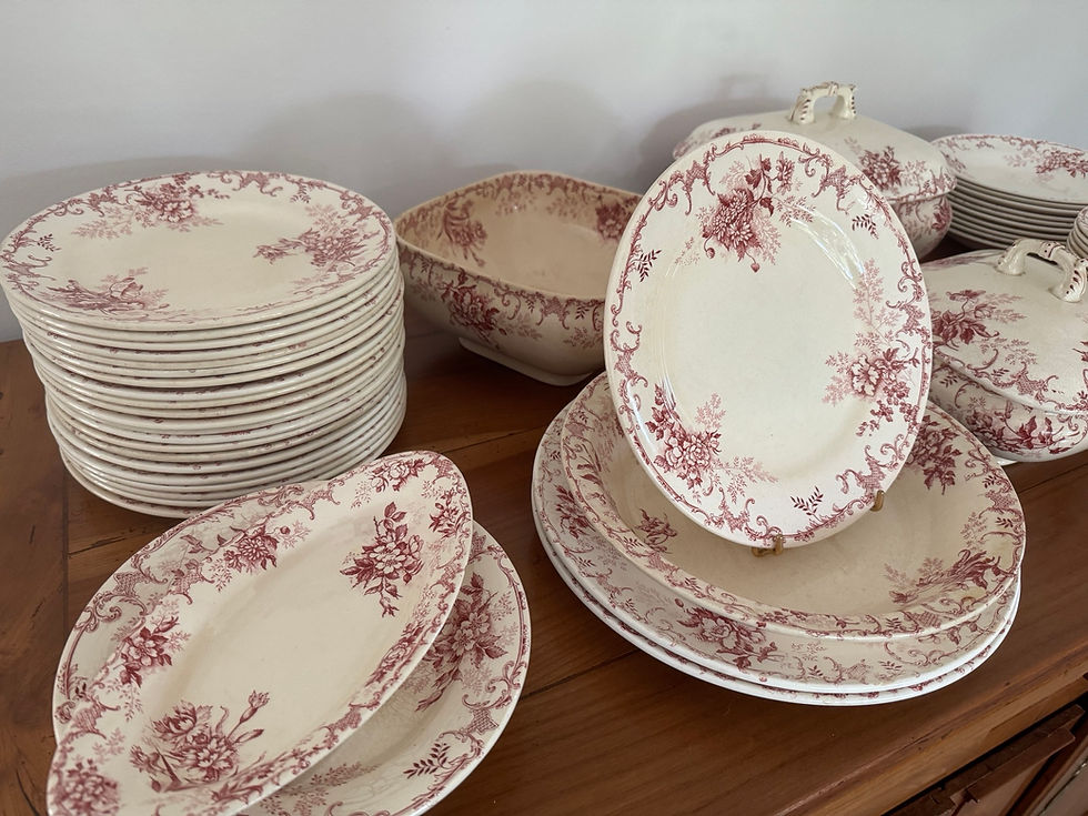 Miniature : Service de table en faience opaque Terre de fer Floreal vers 1900