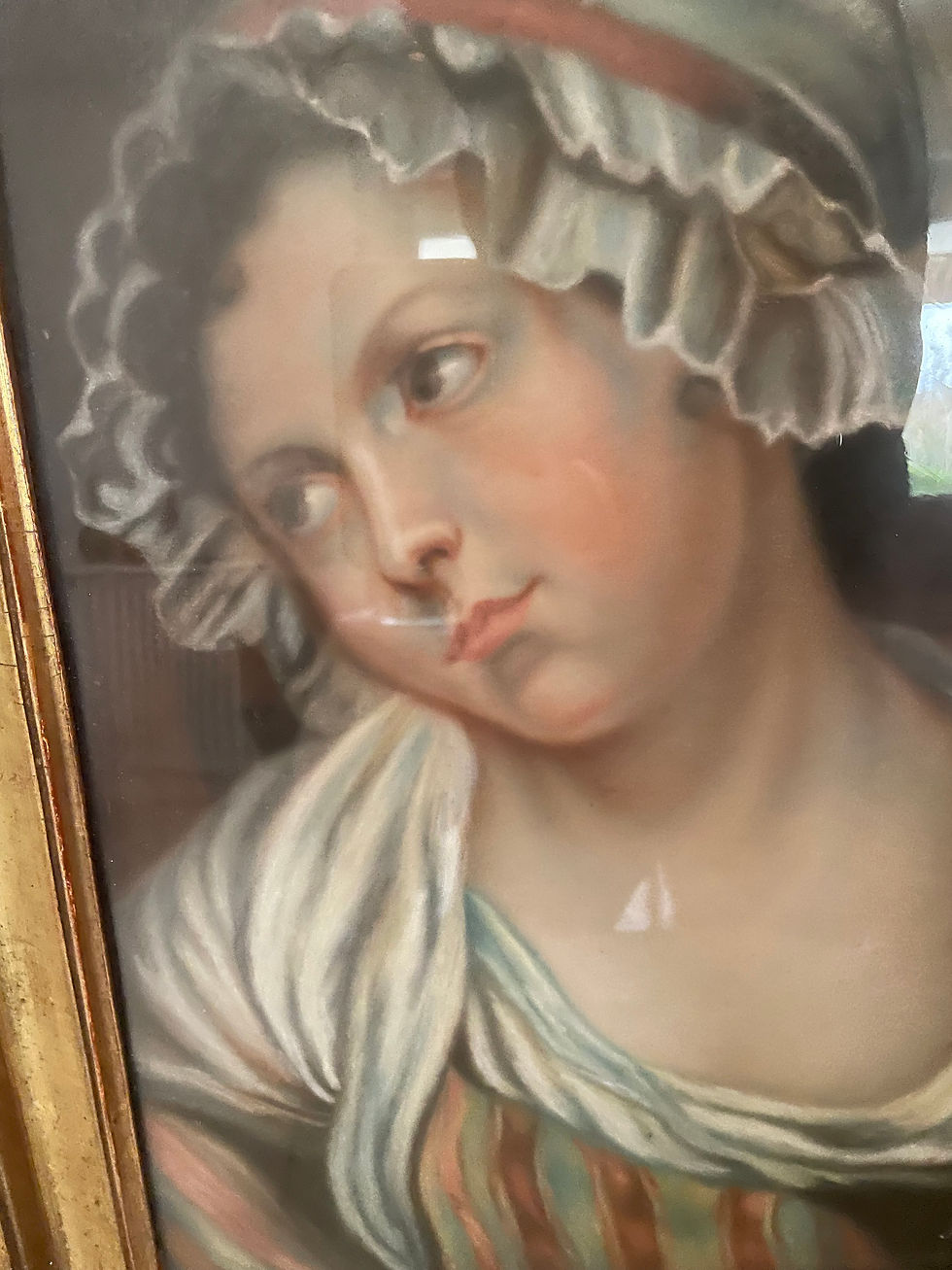 Miniature : Ancien portrait au pastel signé et daté XIX eme siècle