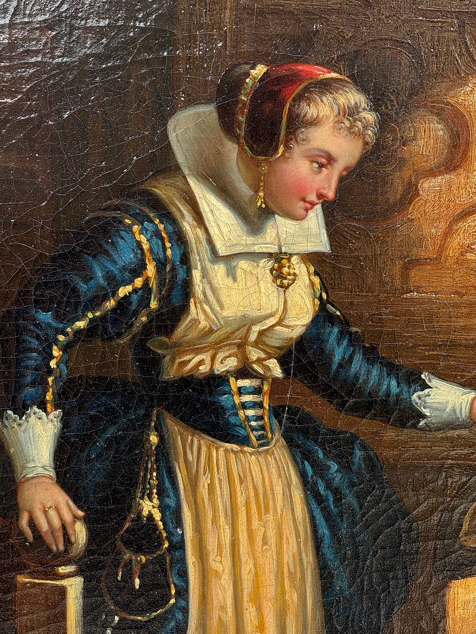 Miniature : Ancien tableau Huile sur toile début du XIX eme siècle, la charité
