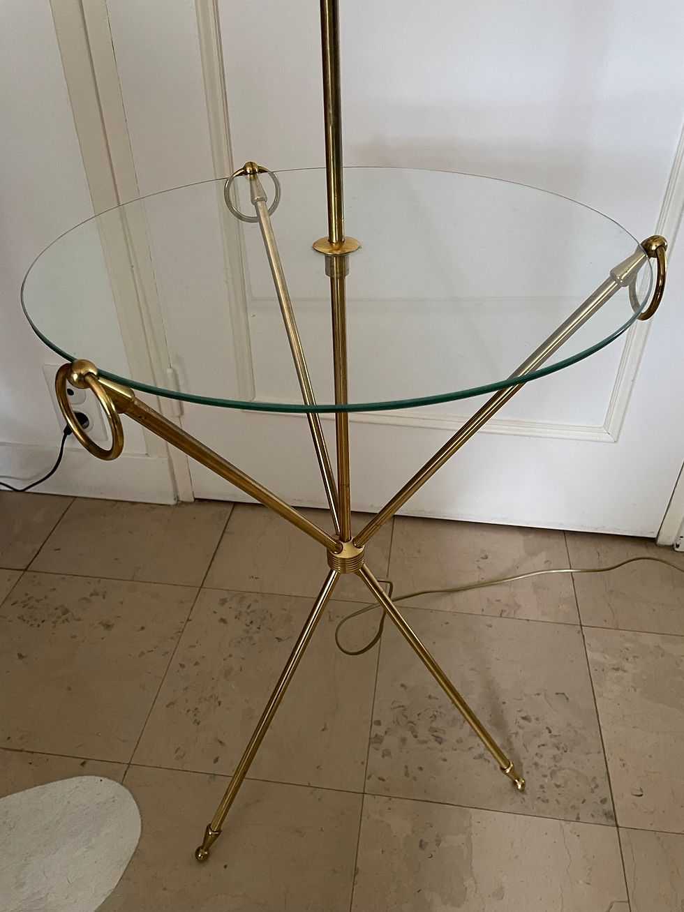 Miniature : Magnifique lampadaire Maison Jansen Laiton et verre vintage
