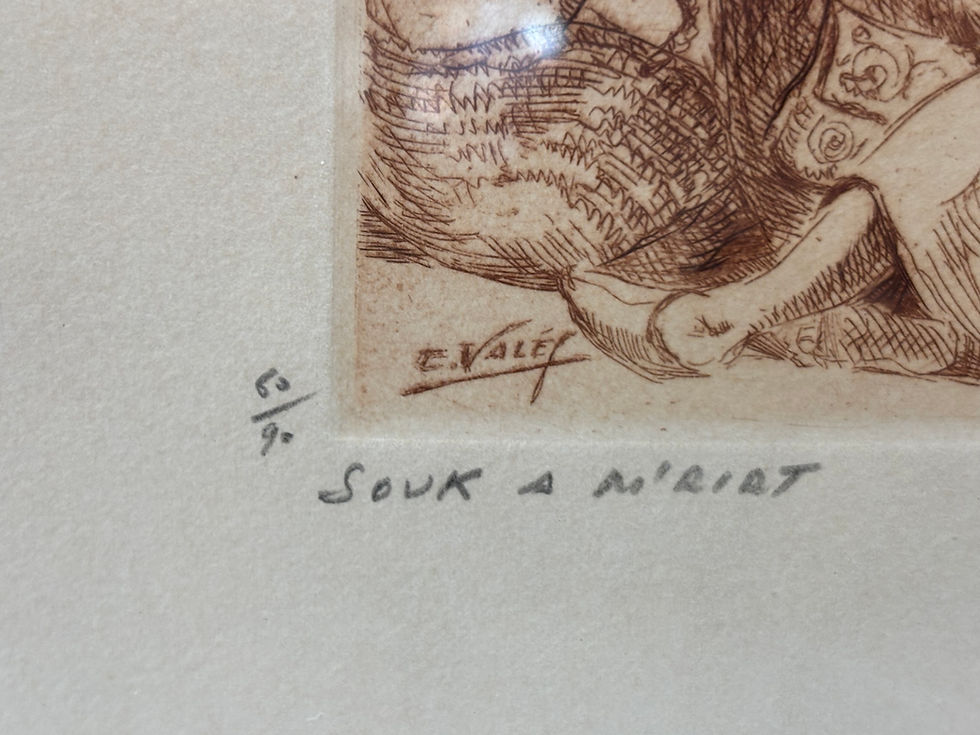 Miniature : Ancienne gravure orientaliste le souk à Miriat par E Vales