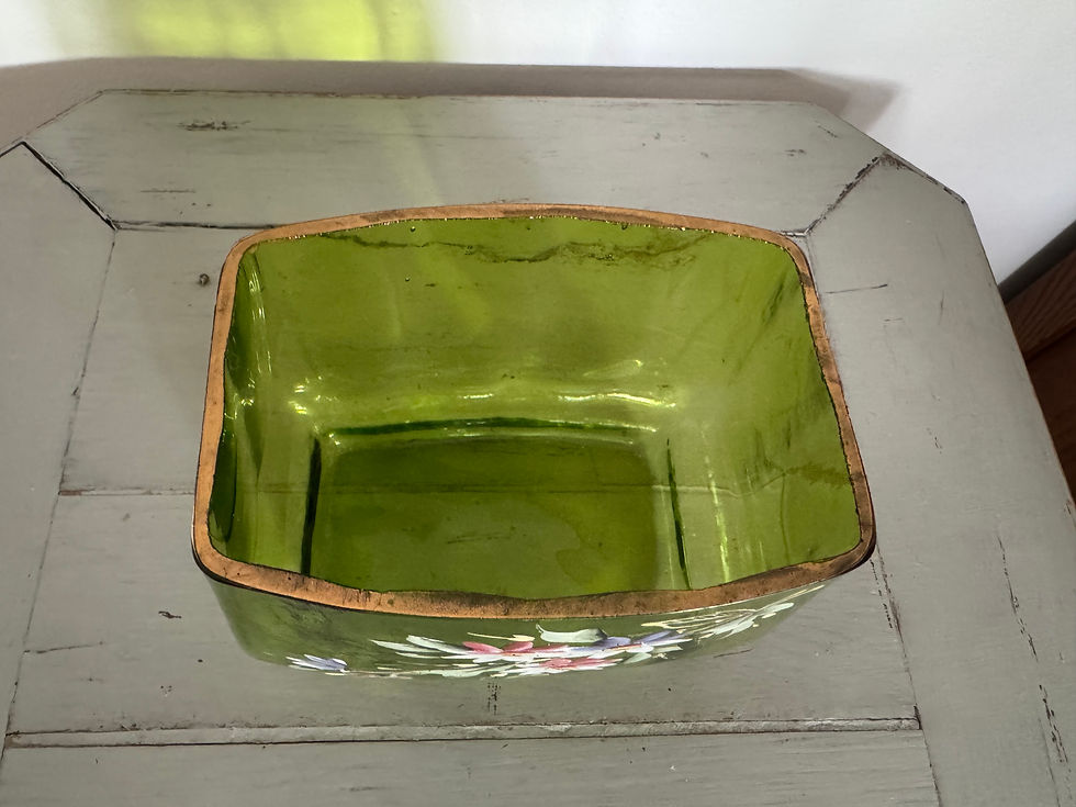 Miniature : Ancien petit vase en vert émaillé vers 1900 Legras