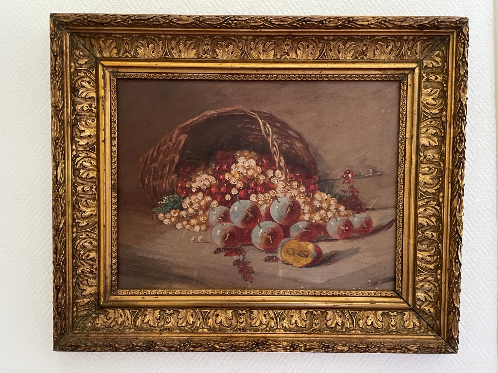 Ancien tableau nature morte aux fruits tout début du XX eme
