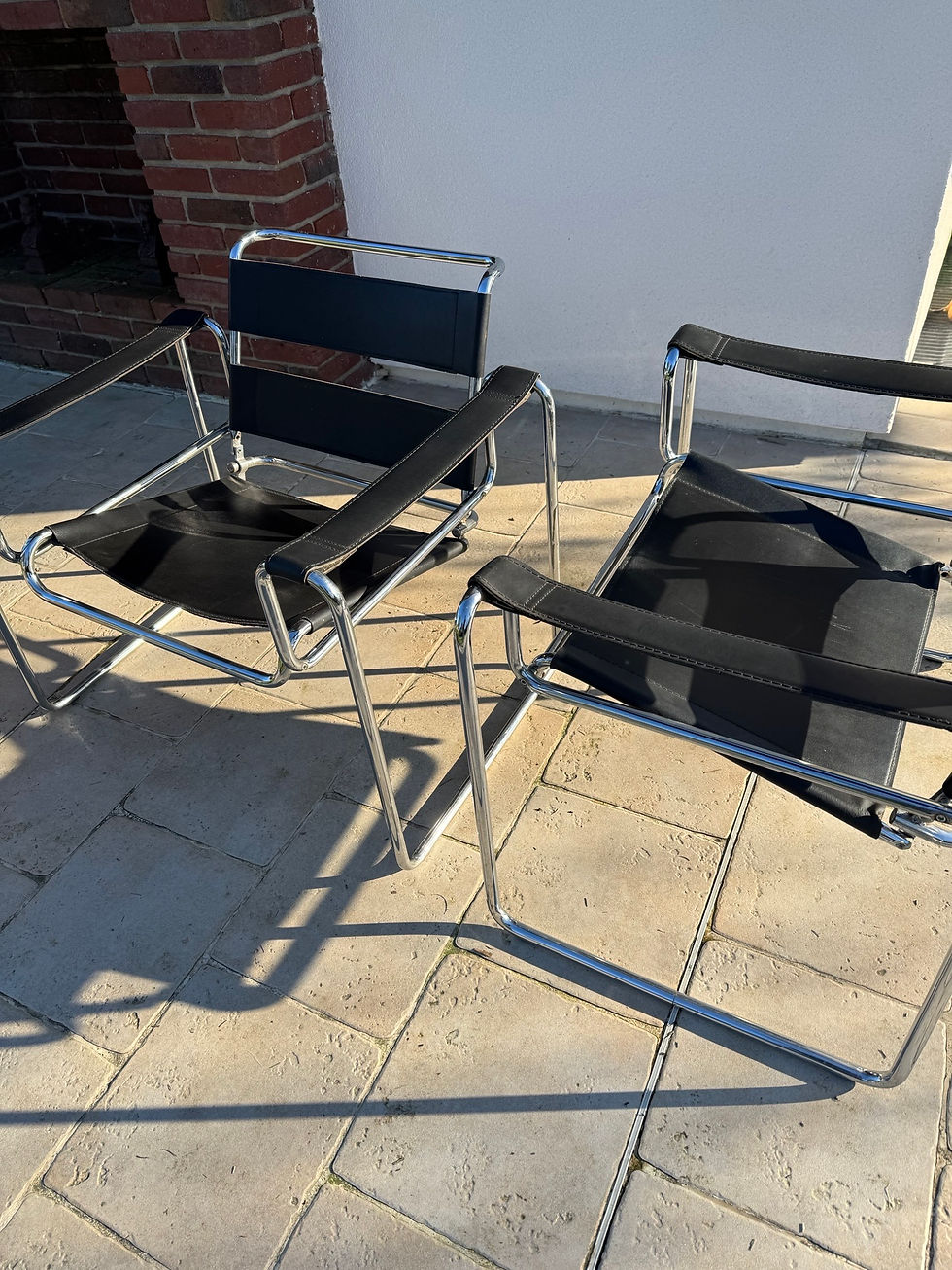Miniature : Ancienne paire de fauteuils vintage dans le gout Wassily Brauer vers 1980