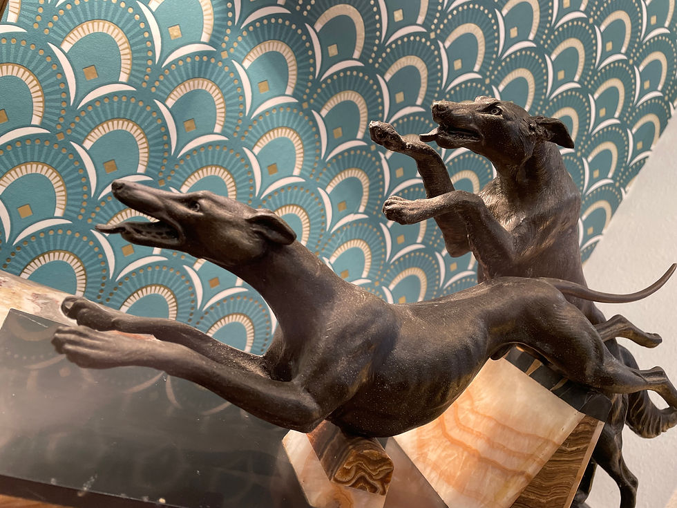 Miniature : Sculpture animalière 1930 d' Irénée Rochard aux chiens de course  Lévriers