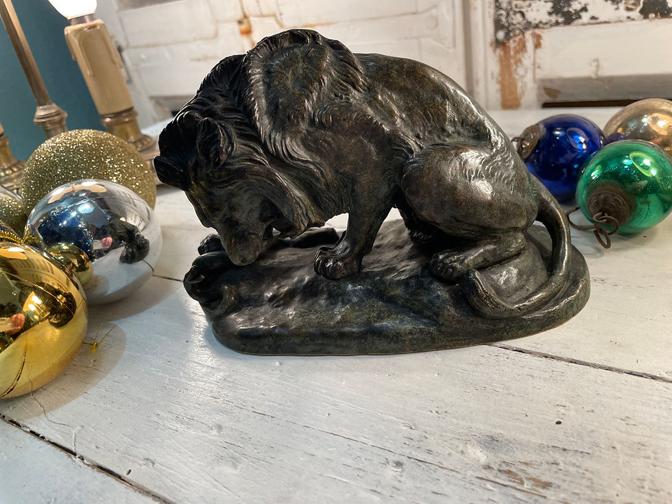 Ancien Bronze animalier par AL Barye : le lion au serpent XIX eme