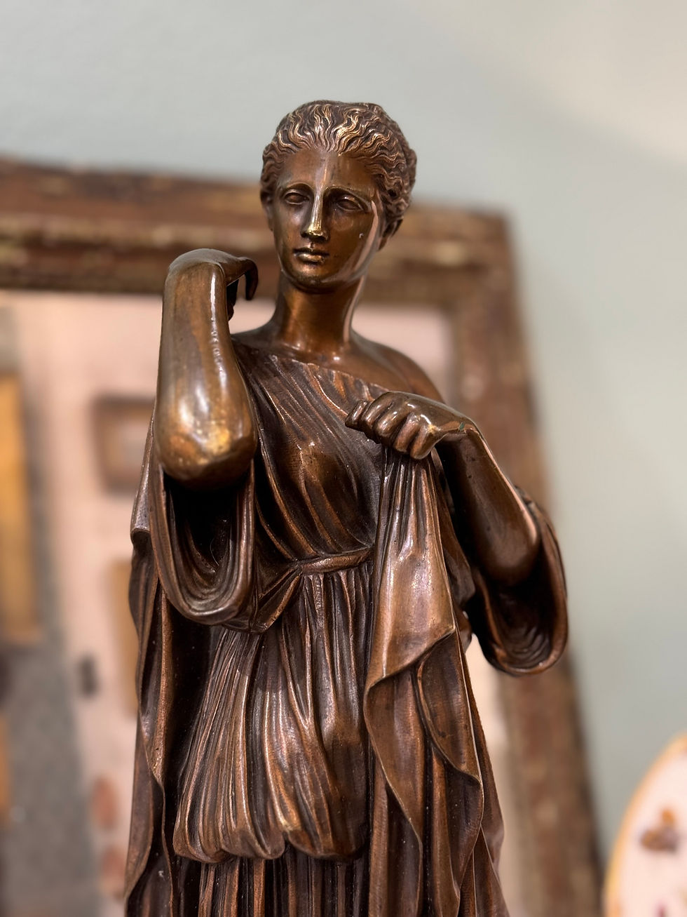 Miniature : Ancienne sculpture statue Bronze à l'antique Diane de Gabies , epoque XIX eme