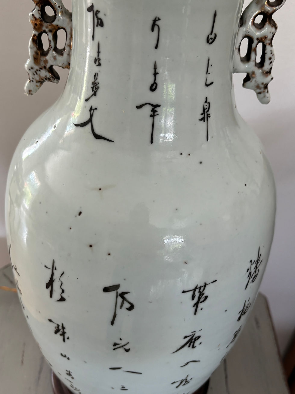 Miniature : Ancien vase polychrome monté en lampe porcelaine Chine fin du XIX eme