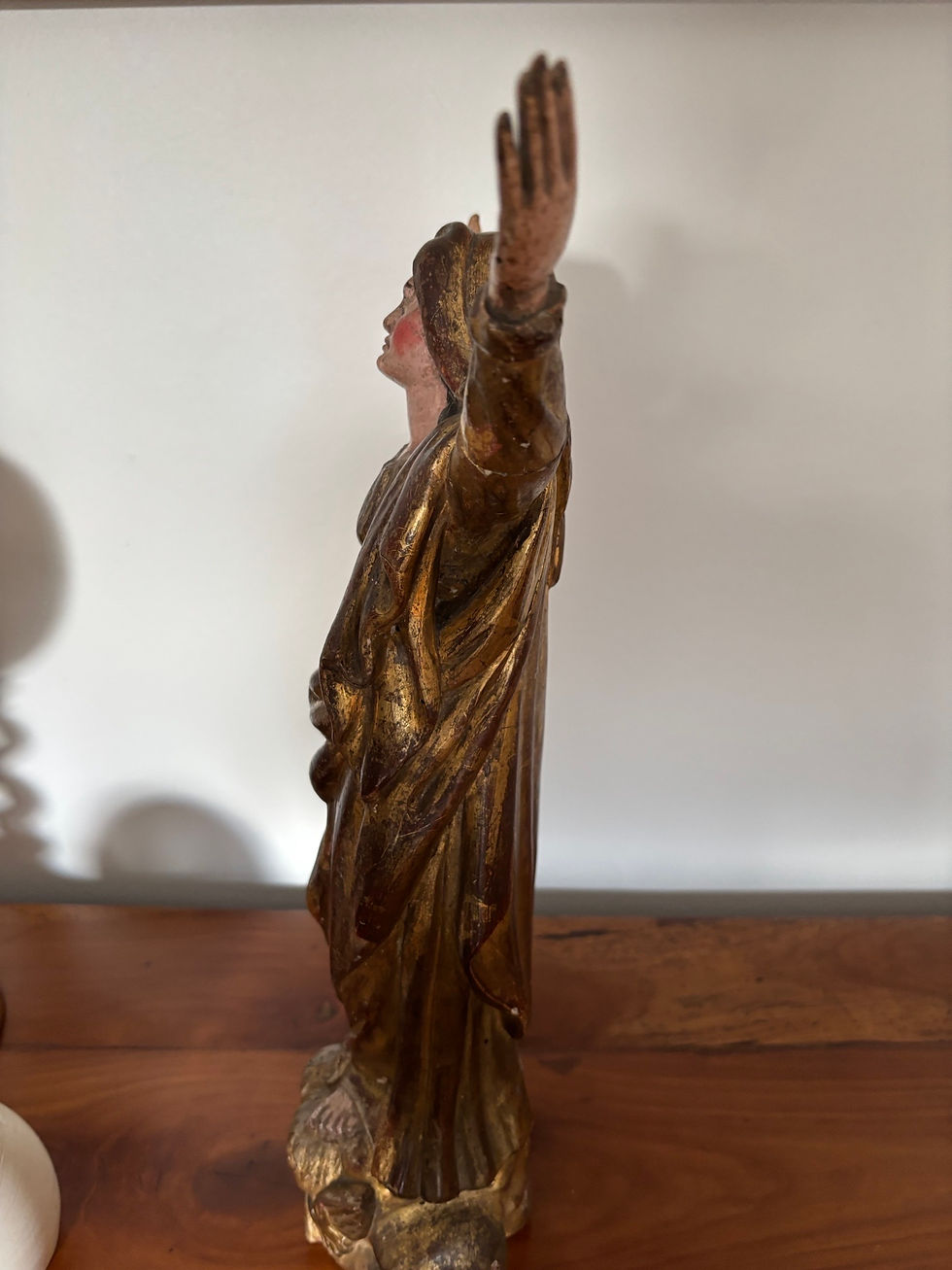 Miniature : Ancienne vierge en bois dorée epoque fin XVIII début XIX eme à l'assomption