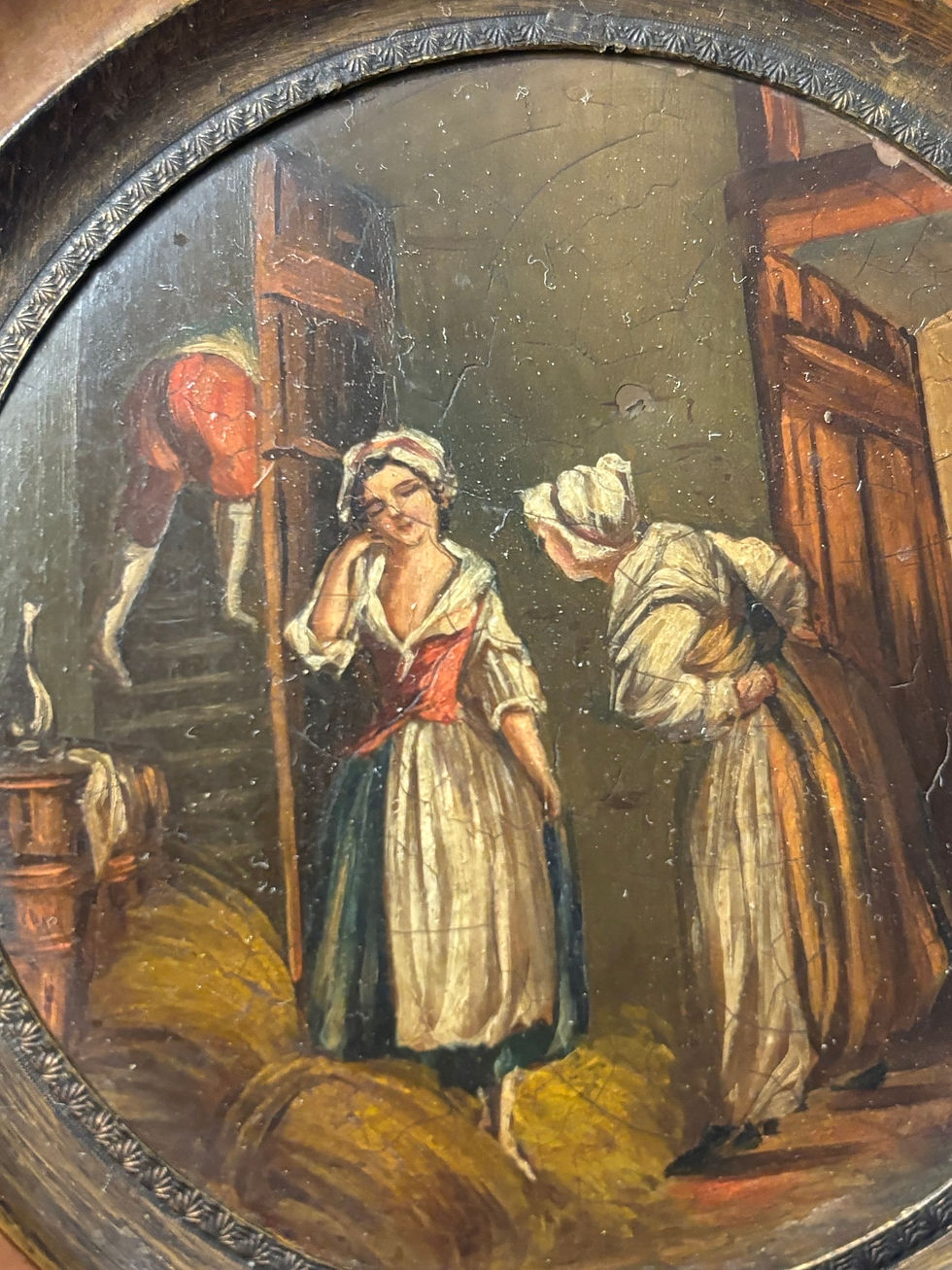 Miniature : Ancienne petite miniature peinte à l'huile sur cuivre debut XIX eme