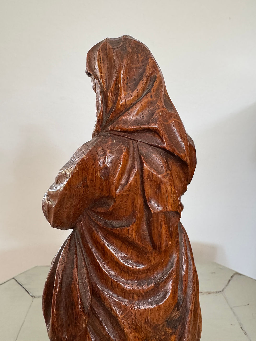 Miniature : Ancien sculpture de la vierge en bois patiné, epoque XIX eme