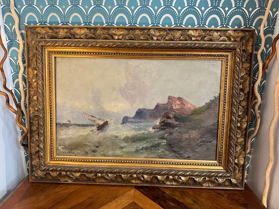 Miniature : Ancien tableau huile sur toile marine par Godchaux epoque XIX eme