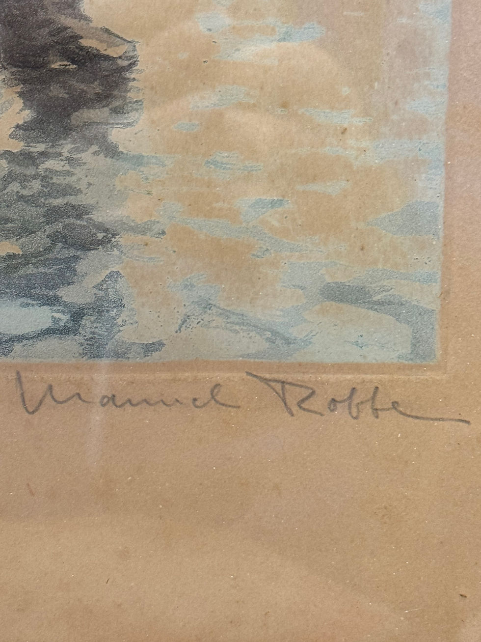 Miniature : Aquatinte les pecheurs par Manuel Robbe début XX eme