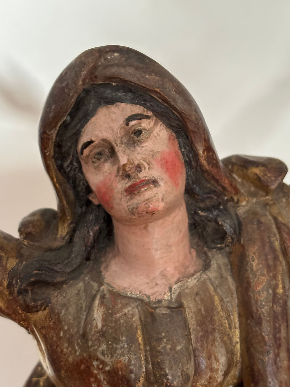 Miniature : Ancienne vierge en bois dorée epoque fin XVIII début XIX eme à l'assomption