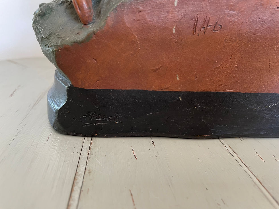 Miniature : Ancienne et imposante terre cuite bord de mer par Hanne vers 1930