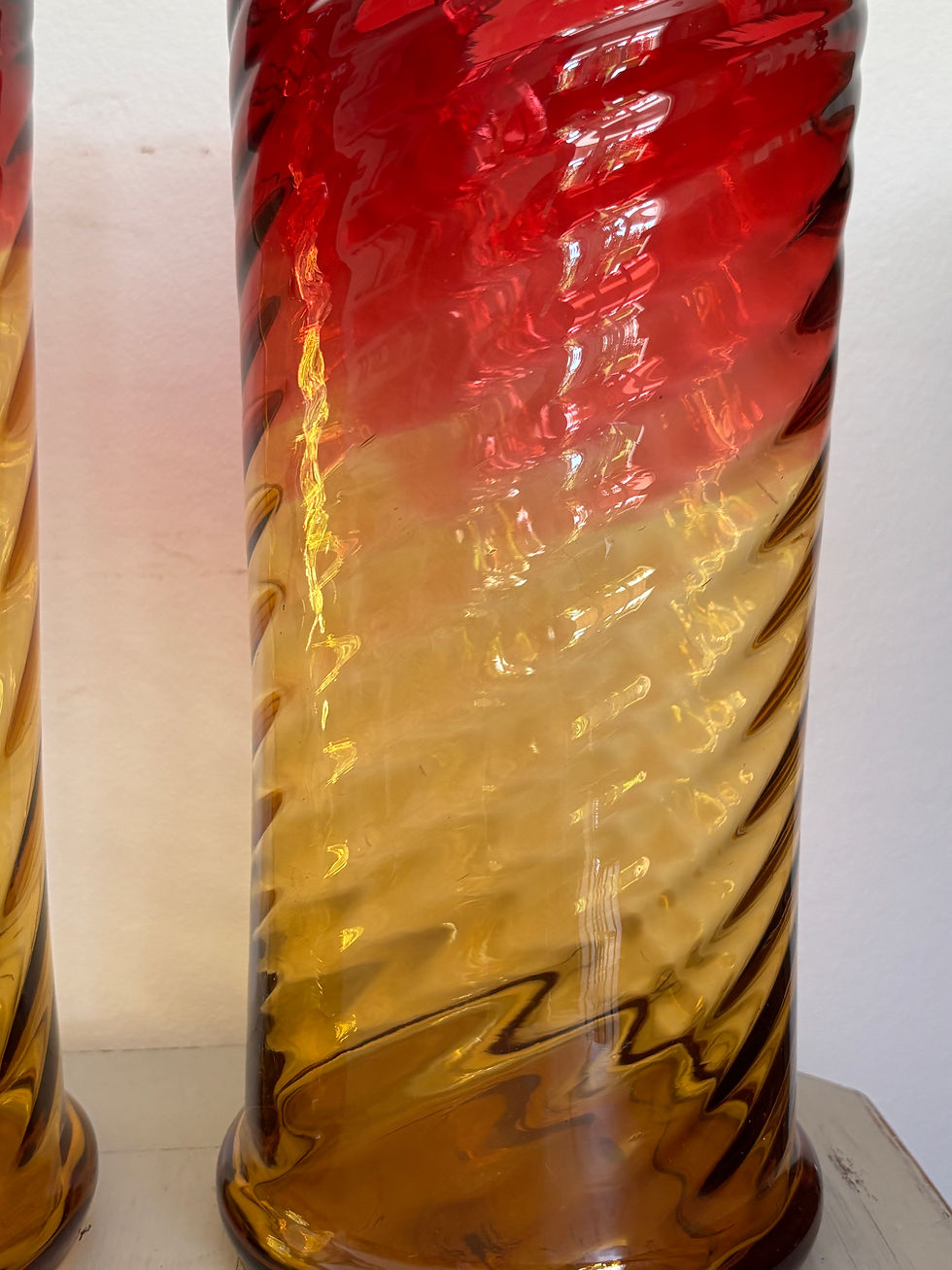 Miniature : Ancienne paire de vases en cristal  dans le gout de Baccarat bambou XIX