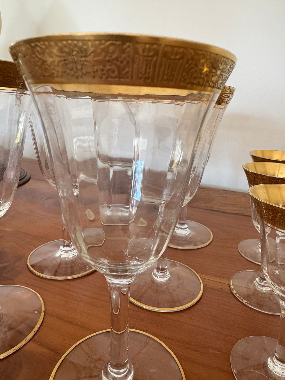 Miniature : Ancien service de verres Tiffin incrustation or milieu XX eme