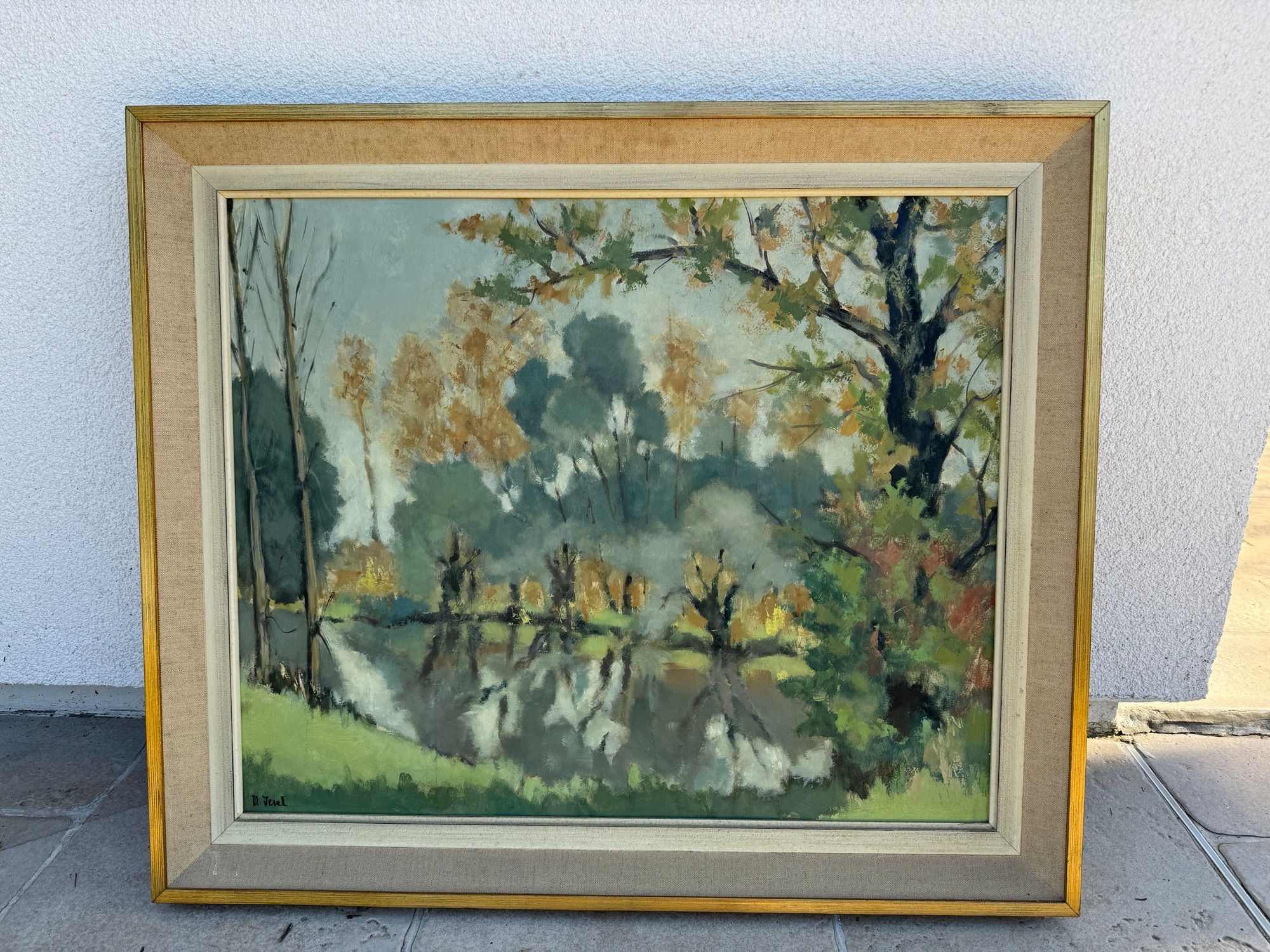 Ancien tableau impressionniste signé Jesel, vers 1950 Huile sur panneau