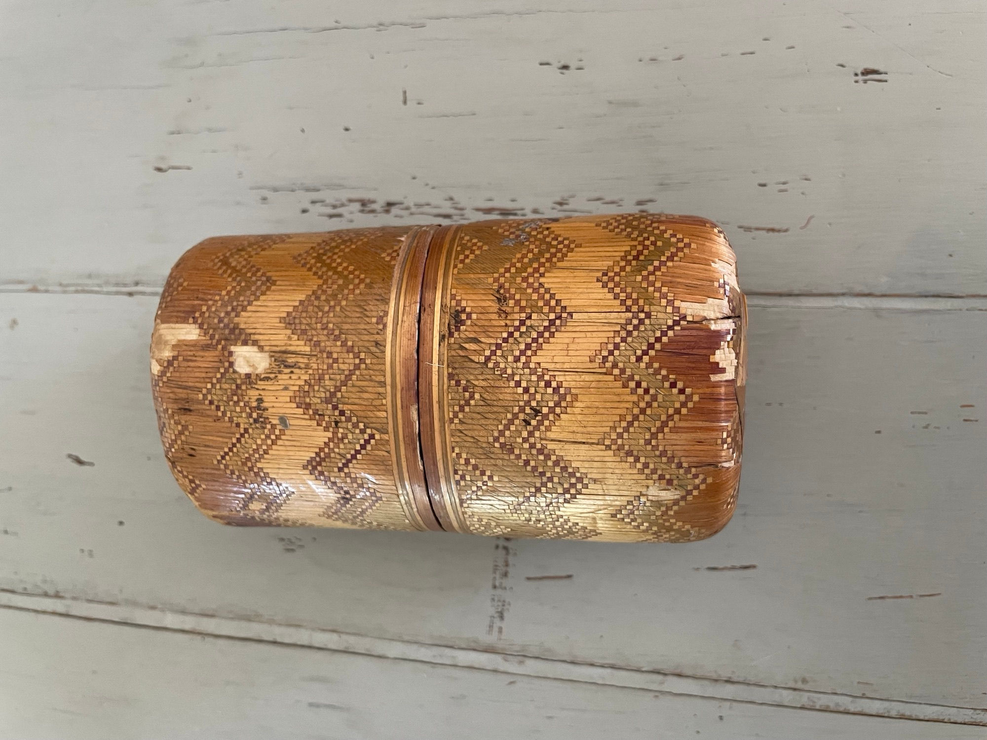 Etui en marqueterie de paille du XIX eme siècle