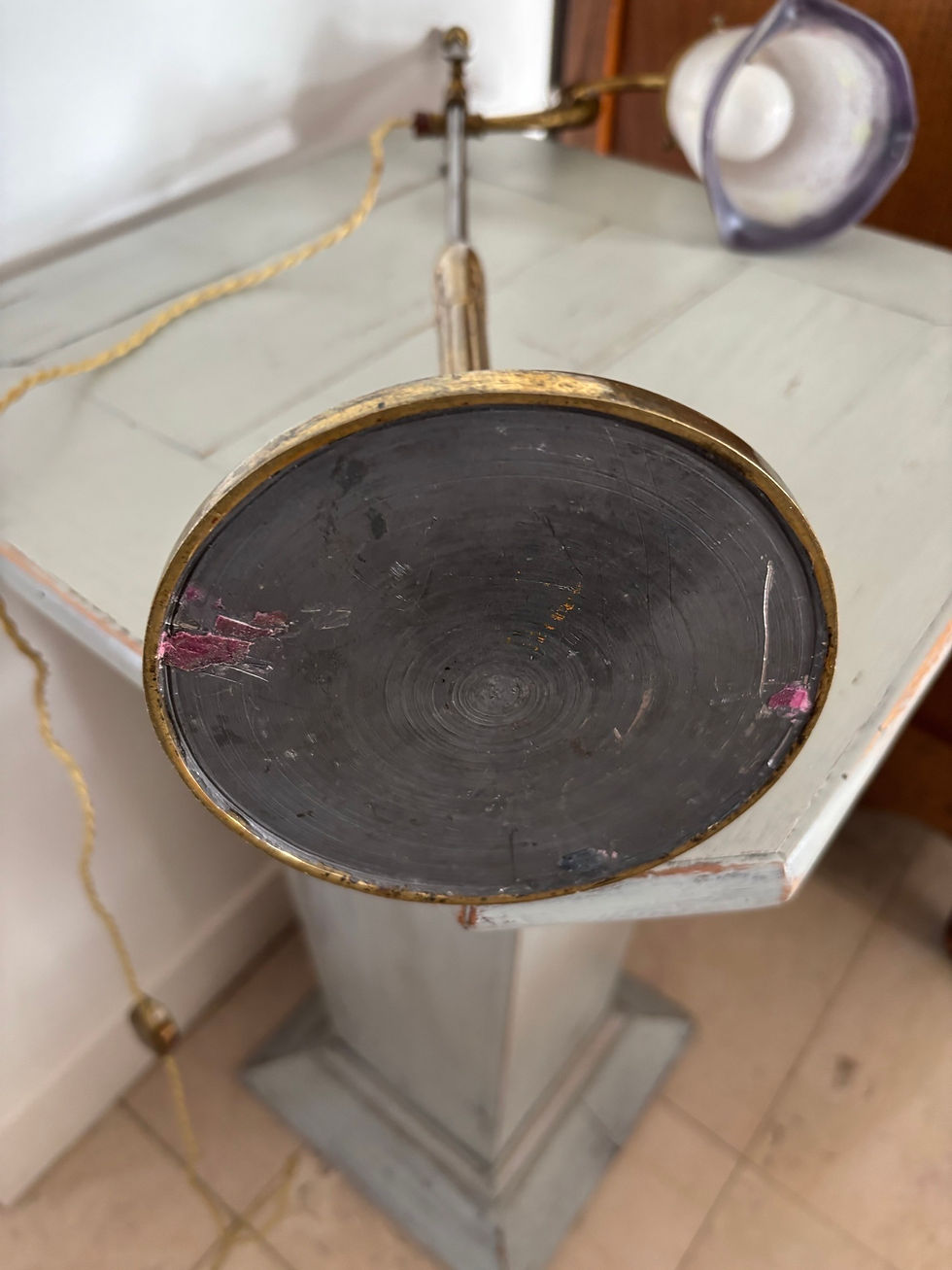 Miniature : Ancien grand pied de lampe art nouveau vers 1920 bronze et laiton