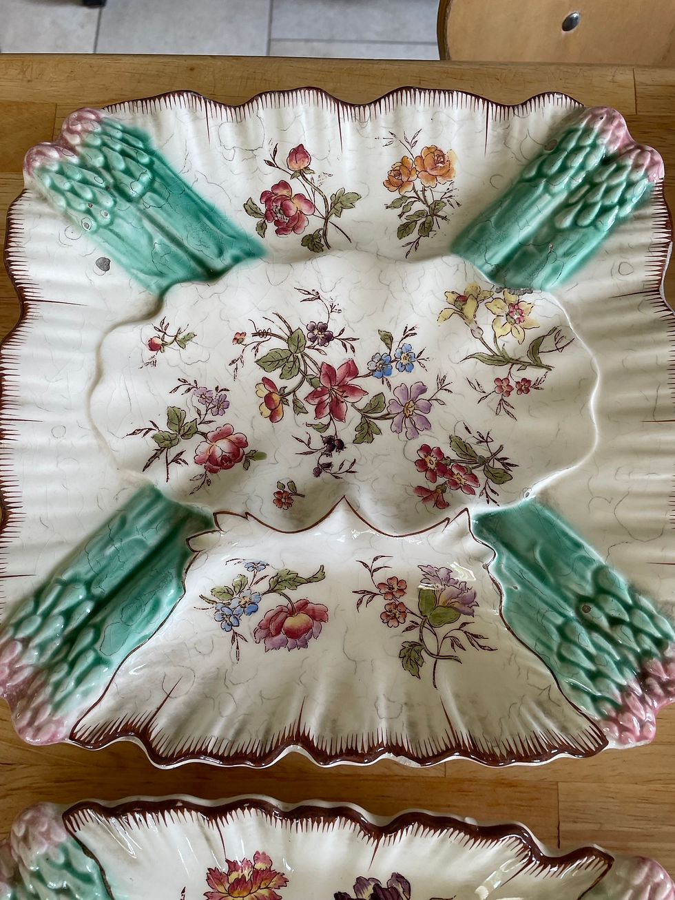 Miniature : Ancien servcice à asperge 12 assiettes de Longchamps terre de fer art nouveau