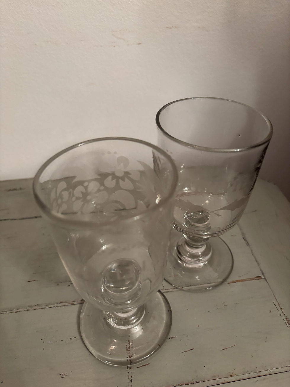 Miniature : 2 anciens verres normands gravés Amitie XIX eme siècle