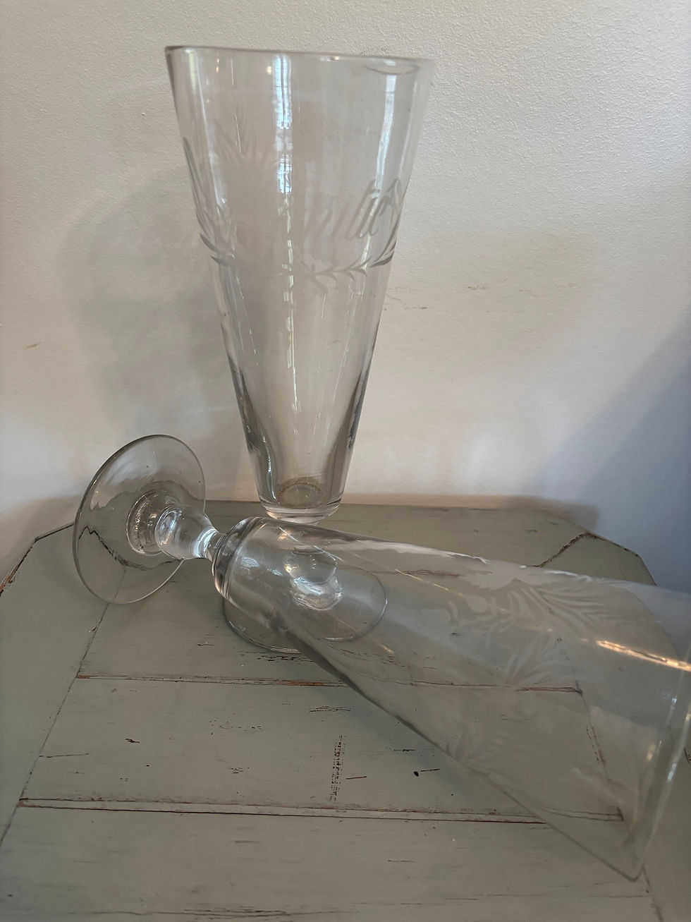 Miniature : Ancien verre de mariage normand gravé Amitié epoque début XIX eme
