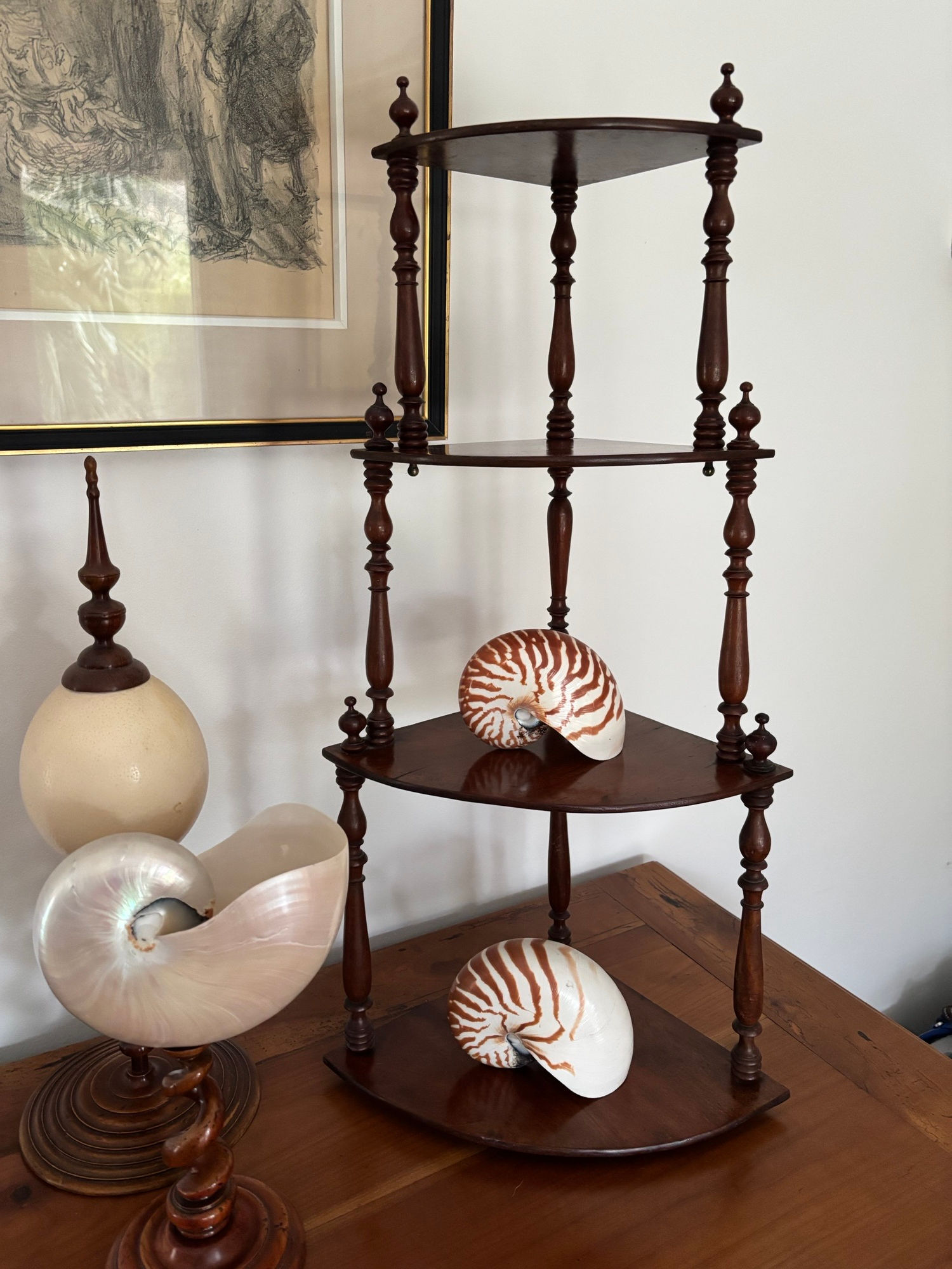 Ancienne étagère d'angle en acajou Napoleon III epoque XIX eme