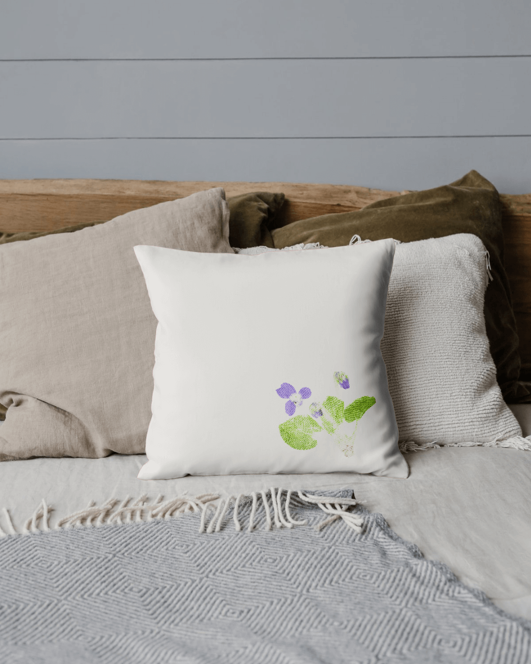 Bavlněný povlak na polštář Jarní fialky