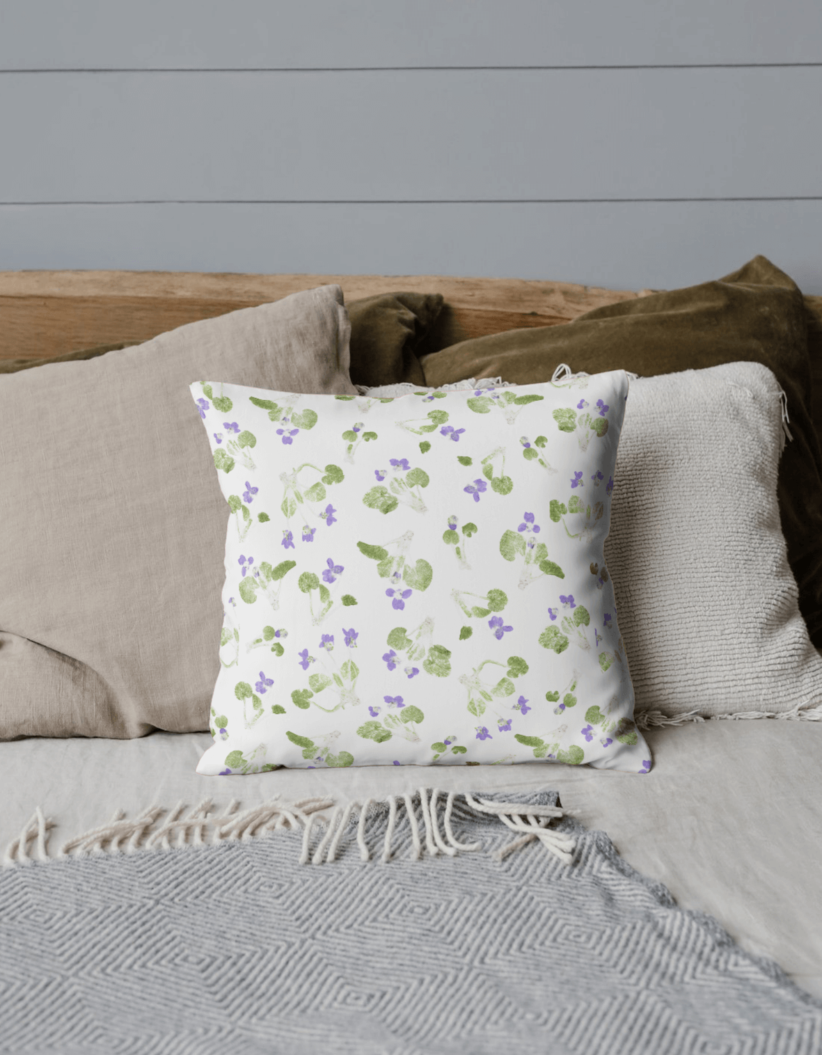 Bavlněný povlak na polštář Roztroušené jarní fialky