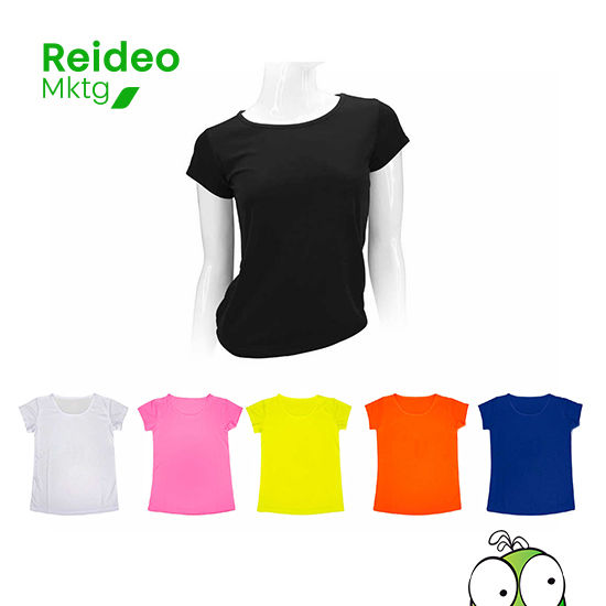 Polera 100% POLIÉSTER de 150gr/m2, para MUJER. Cuello redondo, manga corta.