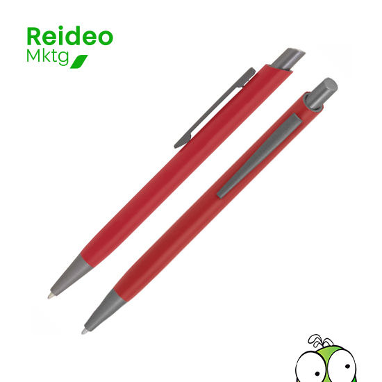 Aluminio, ABS, Acero. Boligrafo retráctil. Cuerpo revestido en laca de diferentes colores. Acabado mate.