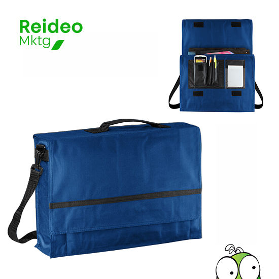 Maletín Porta documentos de tela raquelada Polyester 600D modelo "Java", con solapa y bolsillo interior multi-accesorios.