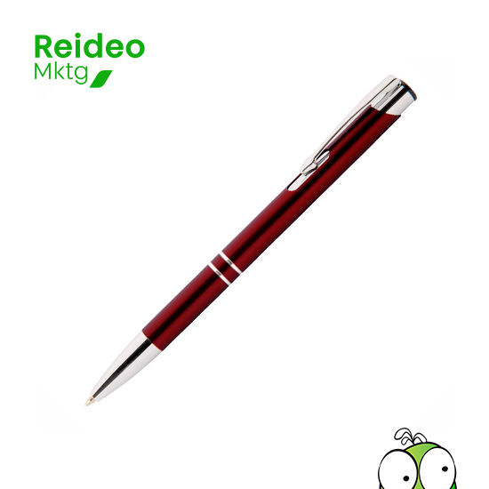 Bolígrafo metálico de Aluminio modelo "Arrow", con terminales cromados. Refill plástico parker type. Escritura azul.