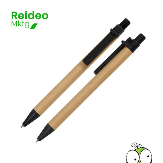Bolígrafo Ecológico modelo COMPO de Cartón Reciclado con terminales de plástico de color PET biodegradable.