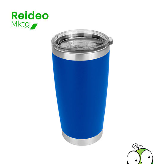 Mug térmico metálico doble pared aislante, cubierta de Polipropileno (PP) acabado mate, interior Acero inoxidable 304 SS