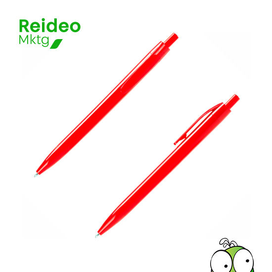 Bolígrafo plástico de color. Escritura azul.