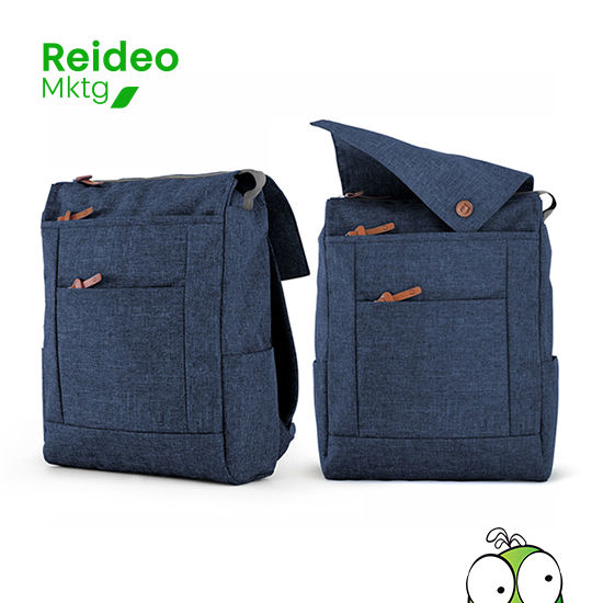 Mochila urbana. Con solapa imantada, compartimento para notebook de 14" y múltiples bolsillos organizadores.