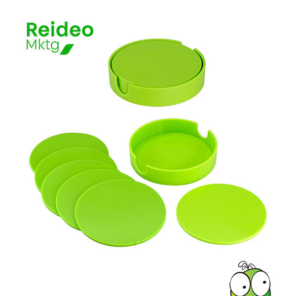 Set de 6 Posavasos Plásticos Redondos de 9.9 cm de diámetro, en plástico ABS de 3 mm de espesor.