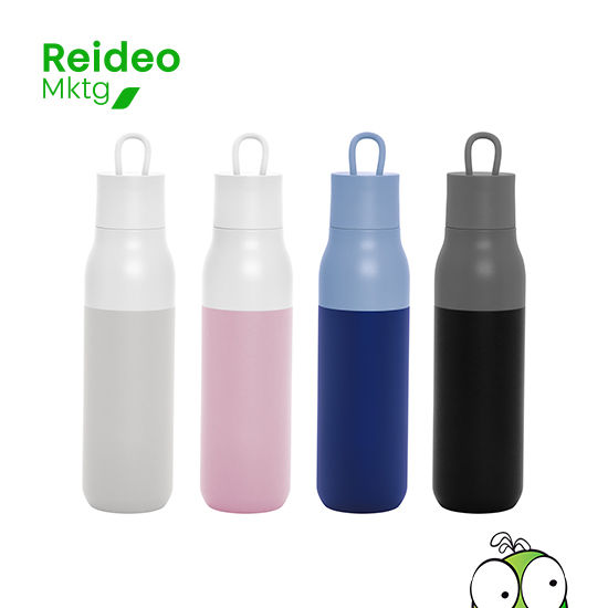 Botella térmica doble pared, sellada al vacío. Interior de acero 304 y exterior de acero 201. Bicolor.
