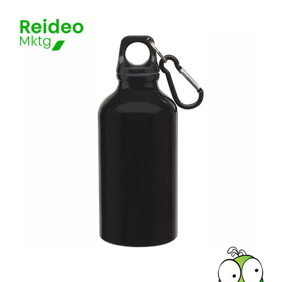 Aluminio. Botella de aluminio con cierre de plástico y carabina metálica.