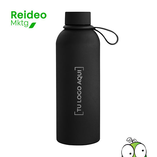 Botella térmica de doble pared, sellada al vacío. Interior de acero 304 y exterior de acero 201. Tapa a rosca de acero 201