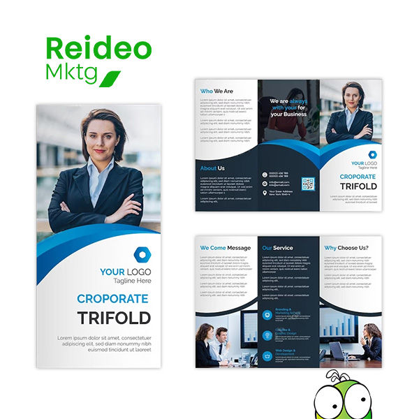 Impresión de tríptico con diseño personalizado.