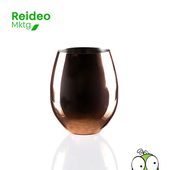 Vaso de Acero inoxidable 304 SS, modelo «LEEDS», con pared exterior en terminación color cobre brillante.