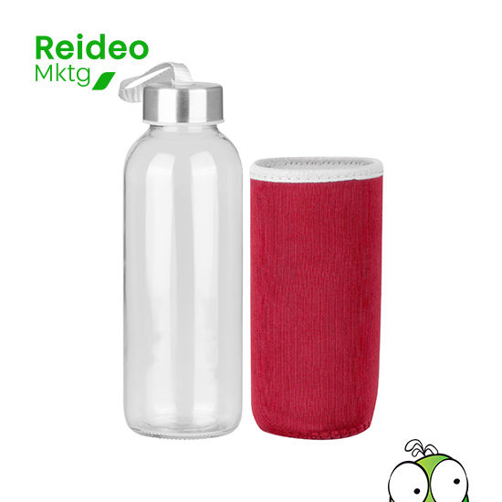 Botella cilíndrica de Vidrio Silica «Soda Lime», un material duradero y resistente.