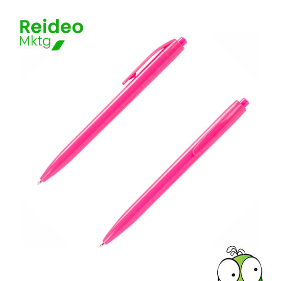 Bolígrafo plástico de color. Escritura azul.