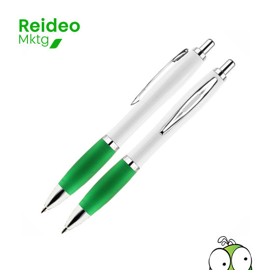 Bolígrafo plástico blanco sólido, modelo "Wind Stella". Escritura Azul.