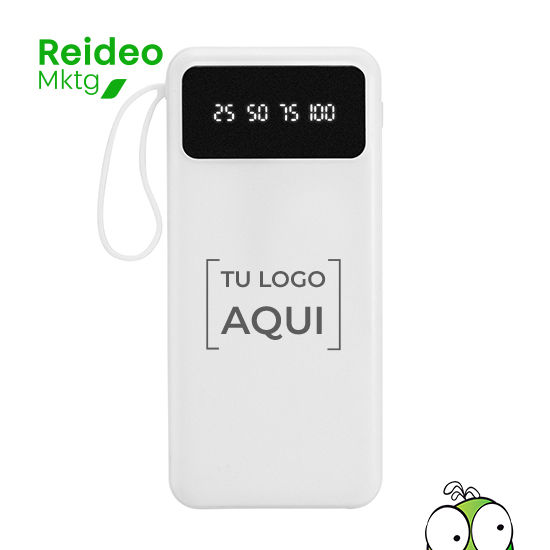 Powerbank multipuerto. Cables de carga incorporados. Entrada: 5V/2A. Salida: 5V/2A. Posee doble entrada tipo C y Micro.